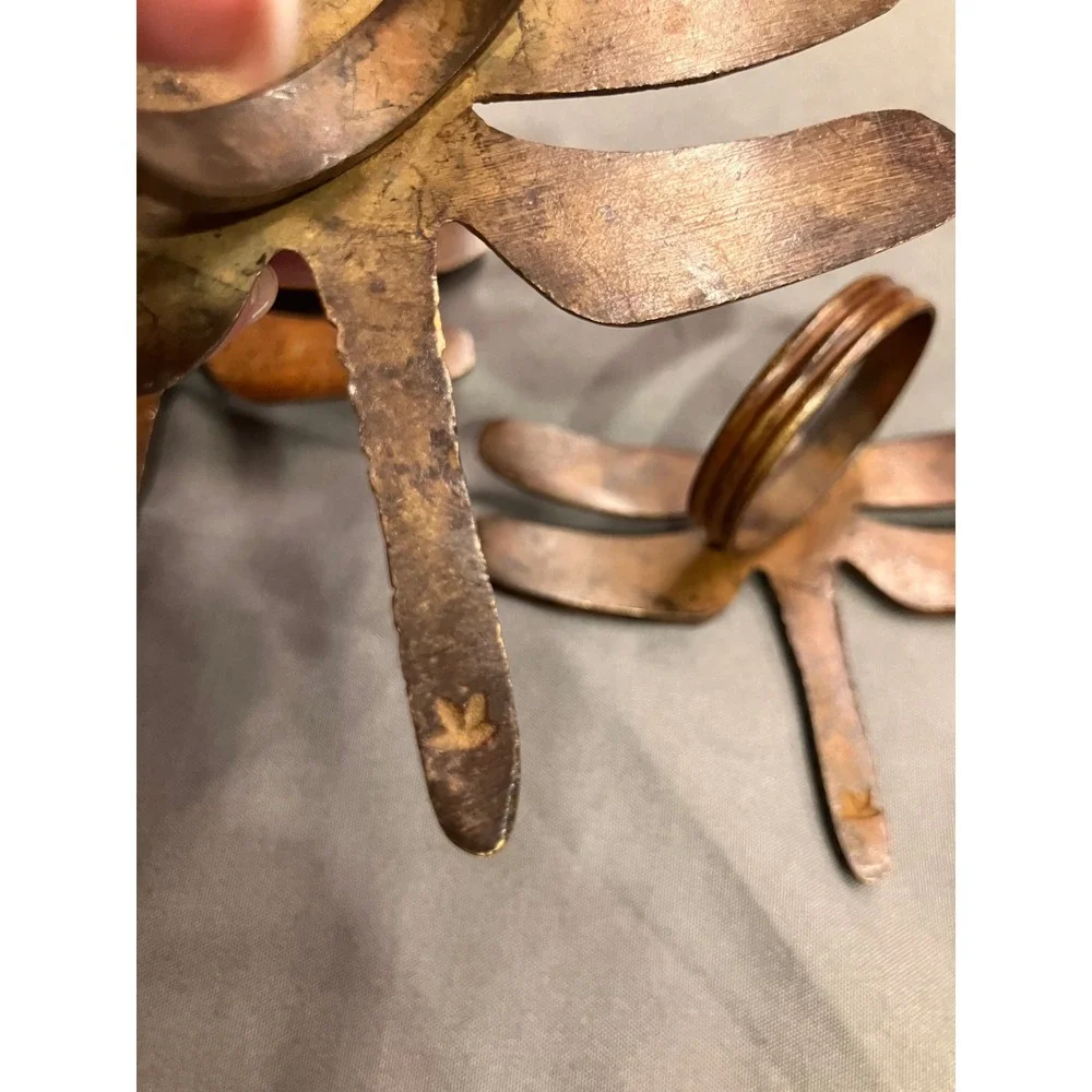 Dragonfly Napkin Rings Set of 4 OS Bronze Brass Tone Metal Vintage Style